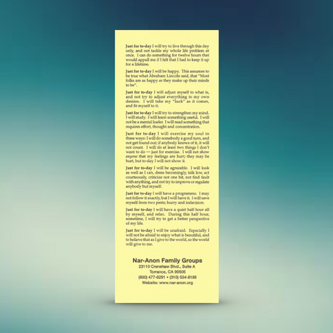 Just For Today Bookmark