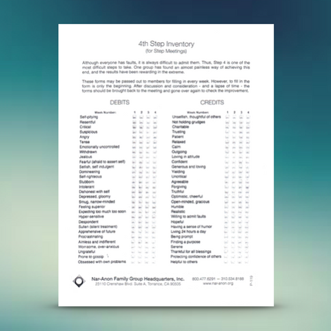 4th Step Inventory (For Step Meetings)